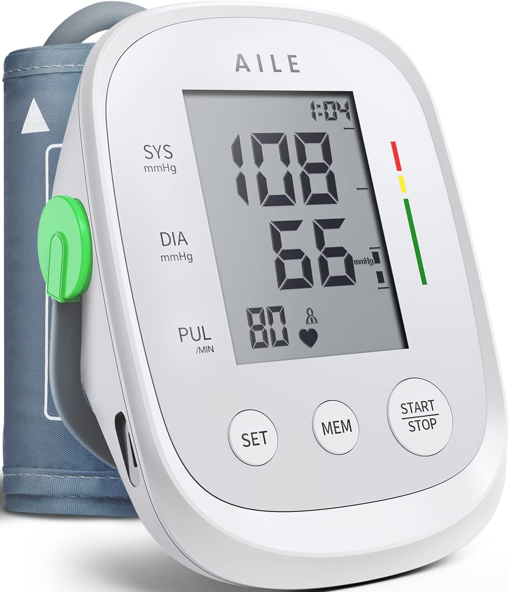 Blood Pressure Monitor,AILE blood pressure machine Upper Arm Large Cuff(8.7-16.5Adjustable),automatic high blood pressure cuff for home use,(BP)blood pressure monitor,2*99 memory,Easy to use/travel