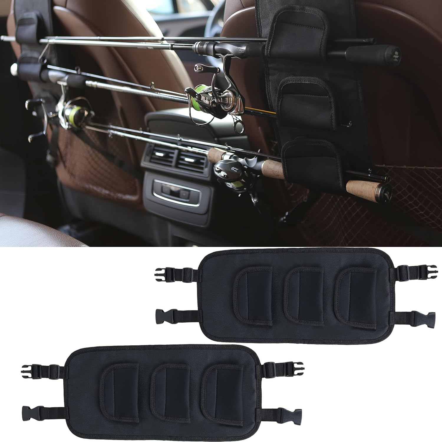 MX Fishing Rod Holder for Car Adjustable Fishing Rod Holder Fishing Pole Storage Rack for SUV/Wagons/Van/Jeep/Truck 2PCS Backseat Pole Holder