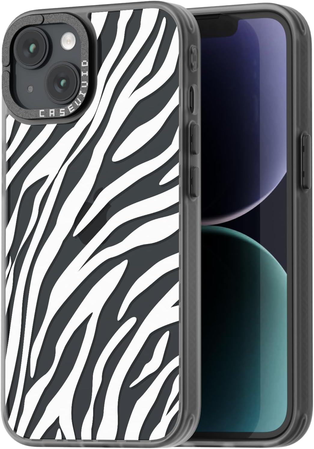 Compatible for iPhone 14 Case Cute Aesthetic - Durable Fashion Funny Phone Case - Zebra Print Pattern Print Soft Shockproof Cover 6.1 inches Black