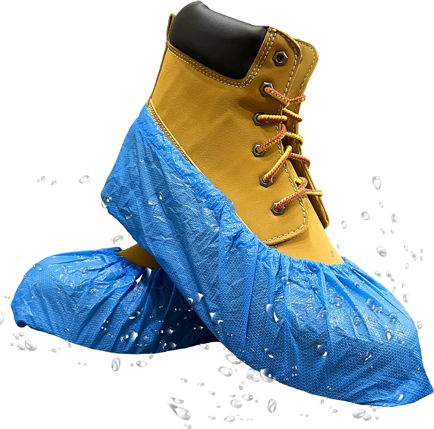 INNOVATIVE HAUS Extra Large Blue Waterproof Disposable Boot & Shoe Covers. Plastic Shoe Covers Disposable. Indoor Shoe Covers Disposable. Disposable Booties for Shoe Covers. Non-Slip. 100 Pack