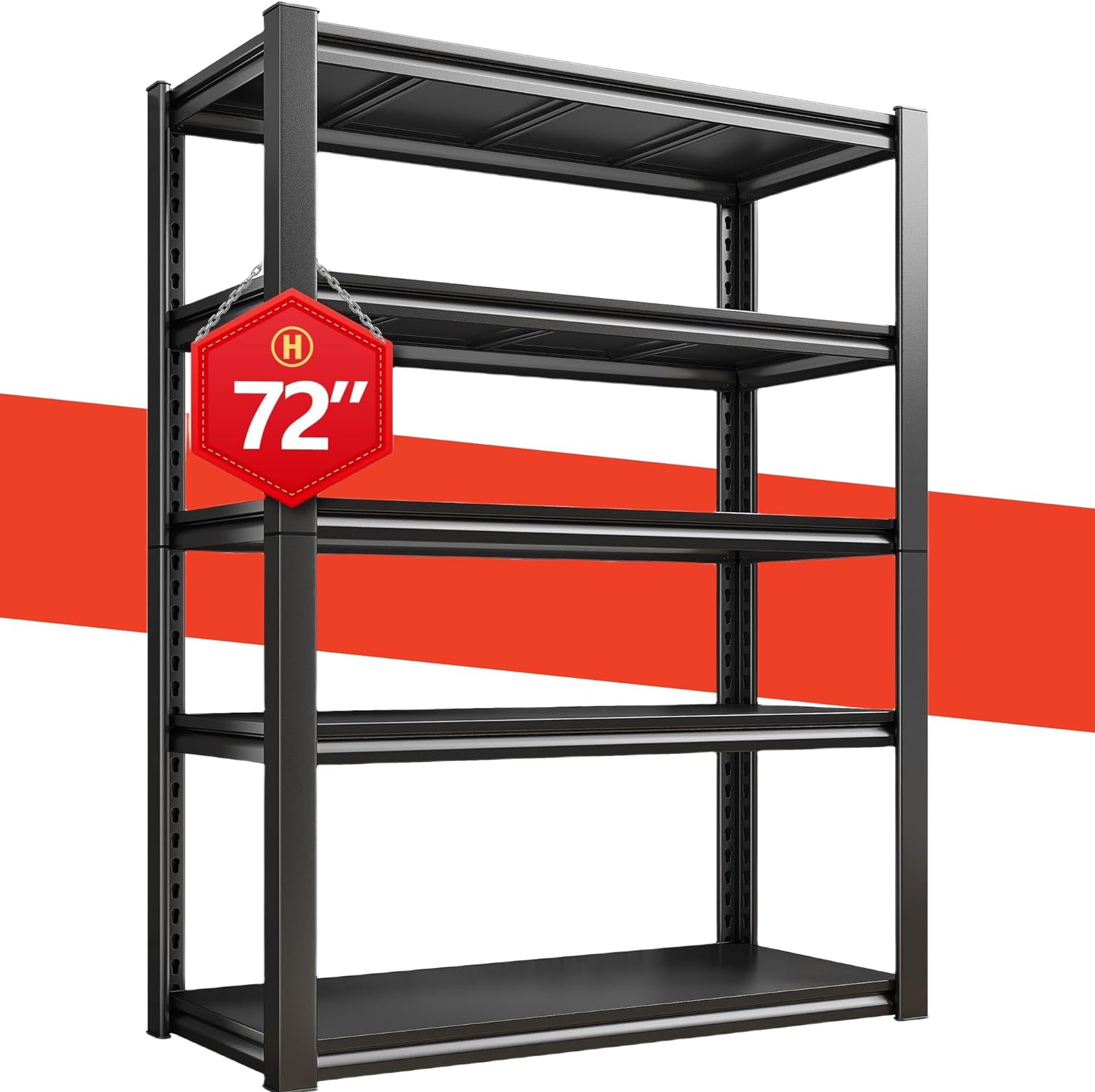 Raybee 5-Tier 2000LBS Heavy Duty Garage Shelving, 72 H x 31.5 W x 16.5 D, Metal Shelves for Storage, Adjustable Shelves, Industrial Style