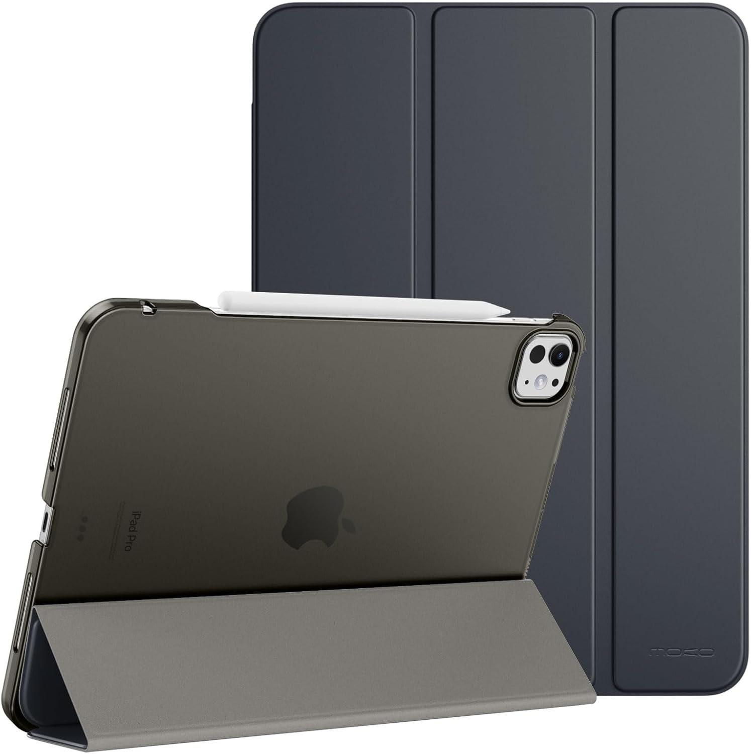 MoKo for iPad Pro 13 Inch Case M4 2024 (7th Gen), Ultra Slim Stand Case with Hard PC Translucent Back Shell Cover for iPad Pro 2024 Model (A2925/ A2926/A3007), Support Apple Pencil Pro, Space Gray