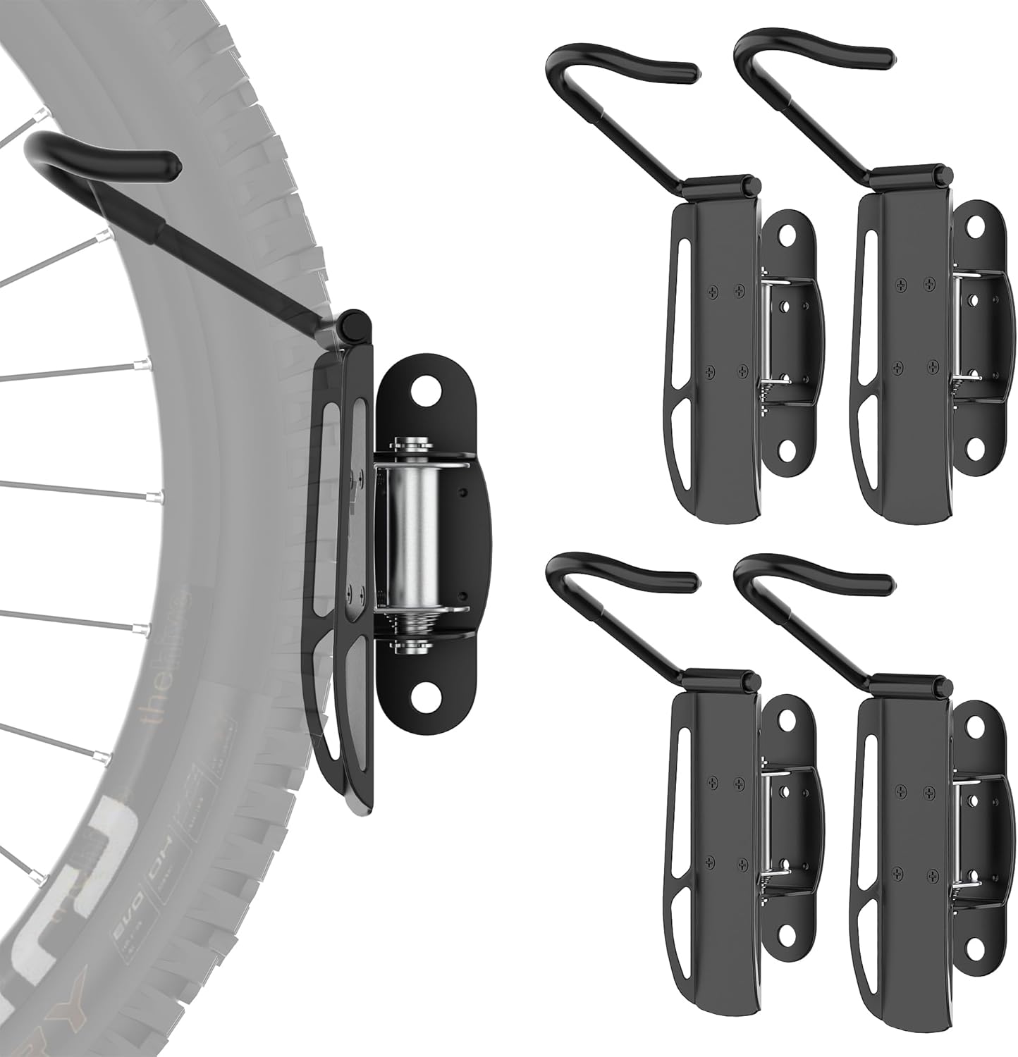 Ultrawall Bike Rack Garage, Swivel Bike Storage Rack Wall Mount, Vertical Bike Stand Indoor Bicycle Wall Hanger, 4 Pack