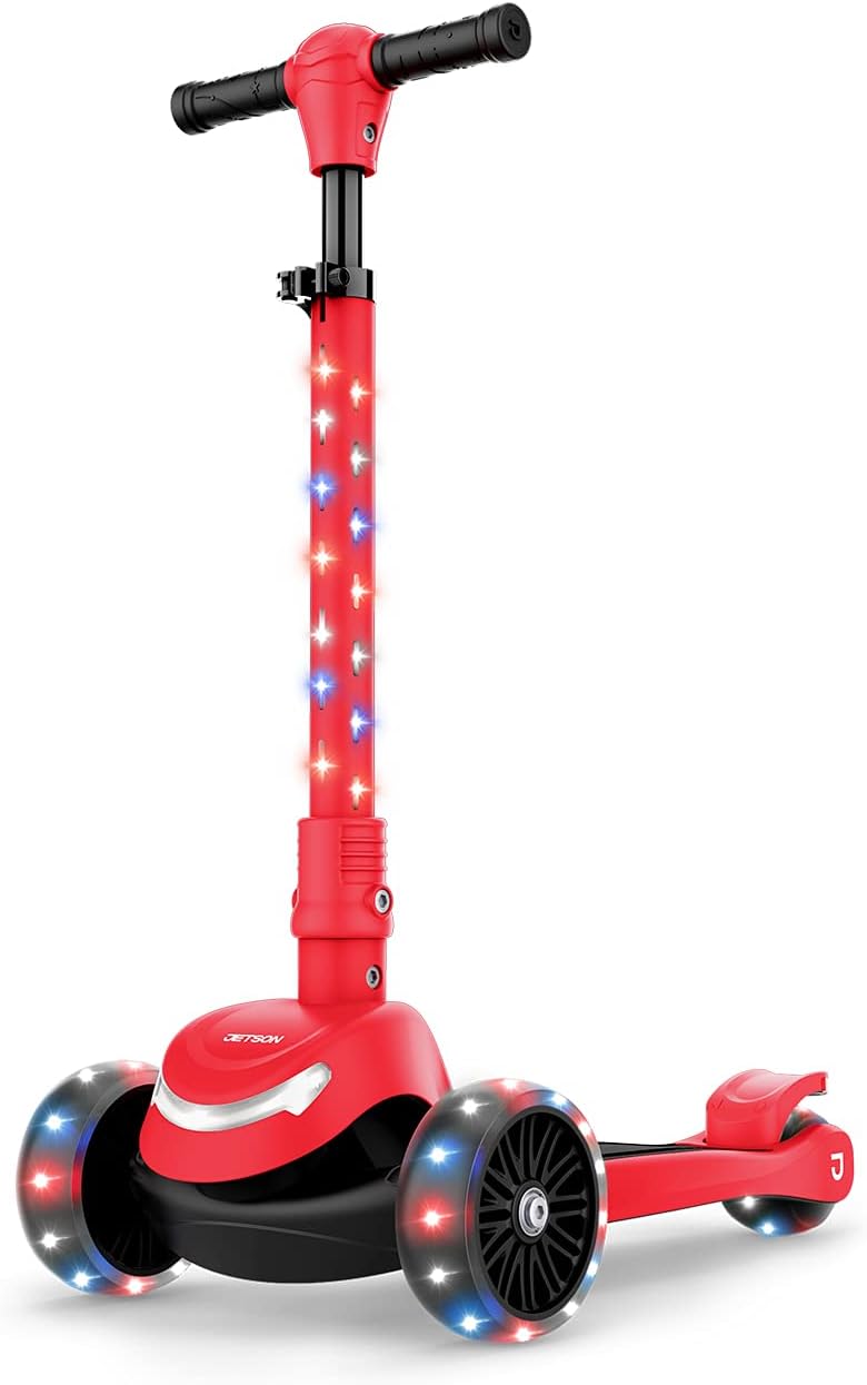 Jetson Jupiter Mini Kids 3-Wheel Light-Up Kick Scooter, Lights on Stem & Wheels, 8 Different Light Patterns, Adjustable Handlebar, Rear Brake, Easy-Folding Mechanism, Ages 3 