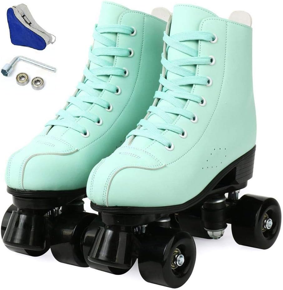 Roller Skates for Women, Outdoor High Top Leather Street Women Skates, Adjustable Indoor Double Row Skates for Beginner Adults