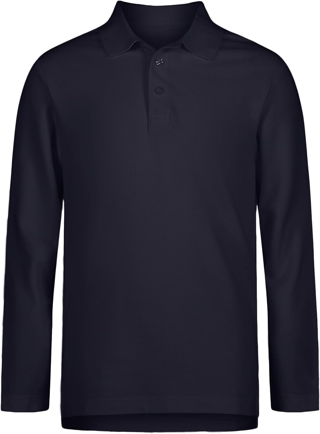 IZOD Boys' School Uniform Adaptive Long Sleeve Polo Shirt, Velcro Closure & Faux Buttons, Comfortable Pique Fabric