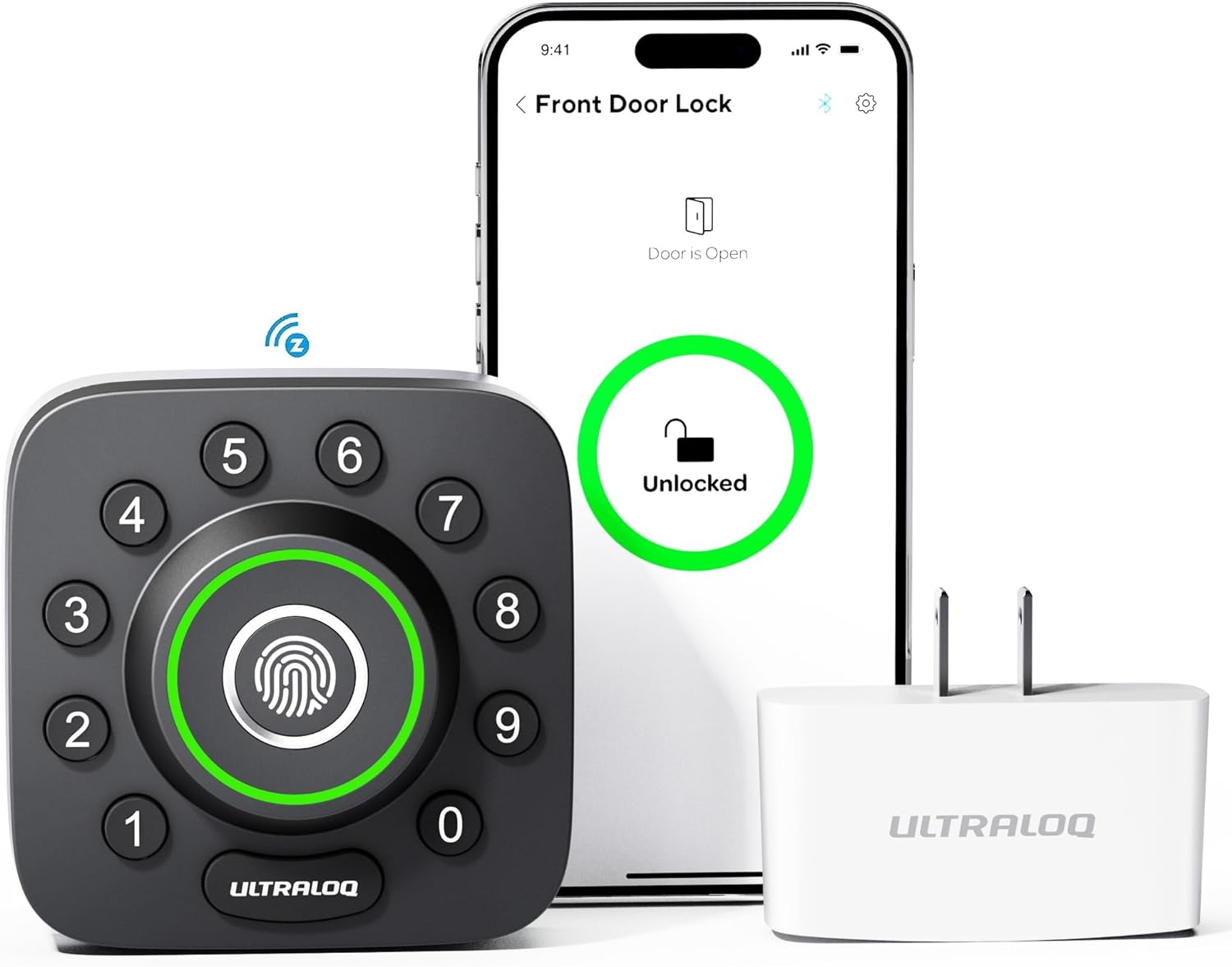 ULTRALOQ World' First Z-Wave Smart Lock with Fingerprint ID, Z-Wave Door Lock, Works with Z-Wave Plus, Home Assistant, Compatible with SmartThings, Hubitat etc, WiFi Bridge Included, U-BOLT-PRO-ZWAVE