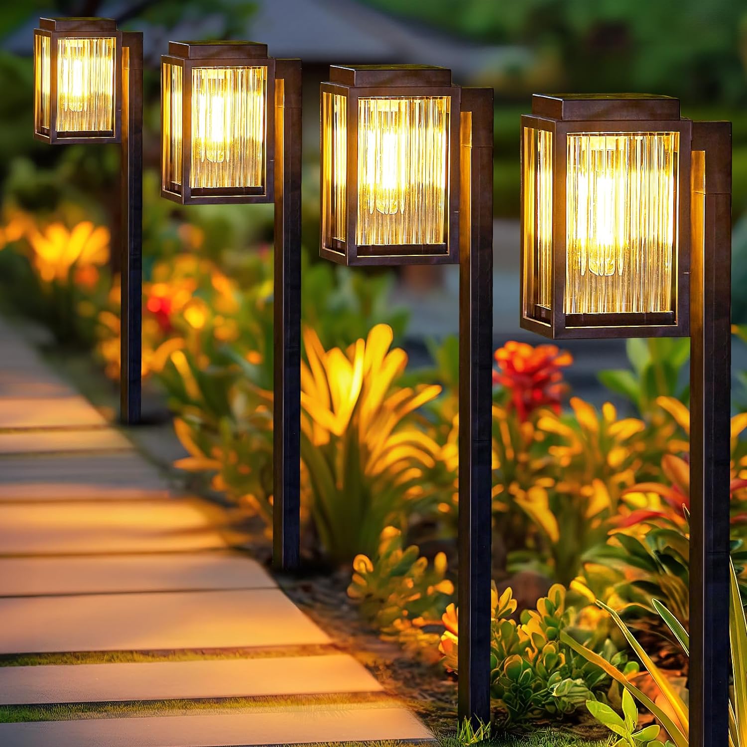 Solar Pathway Lights Outdoor 6 Pack, ELECLINK Larger Bright Solar Lights for Outside, Auto ON/OFF Waterproof Solar Powered Outdoor Garden Lights for Yard Lawn Patio Walkway Driveway Landscape Lighting