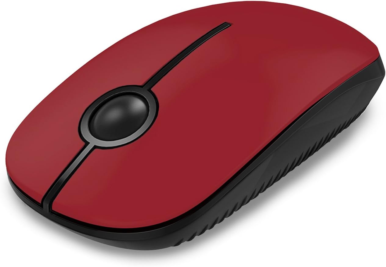 VssoPlor Wireless Mouse, 2.4G Slim Portable Computer Mice with Nano Receiver for Notebook, PC, Laptop, Computer (Black and Red)