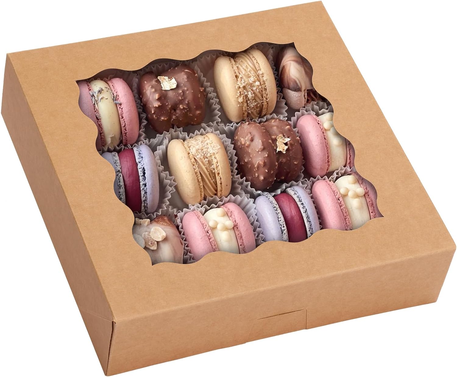 Moretoes 38pcs Bakery Boxes, 10x10x2.5 Pie Boxes, Bakery Boxes with Window Treat Boxes Cookie Boxes Cake Boxes for Pies, Chocolate Covered Strawberries, Macarons, Donuts, Muffins