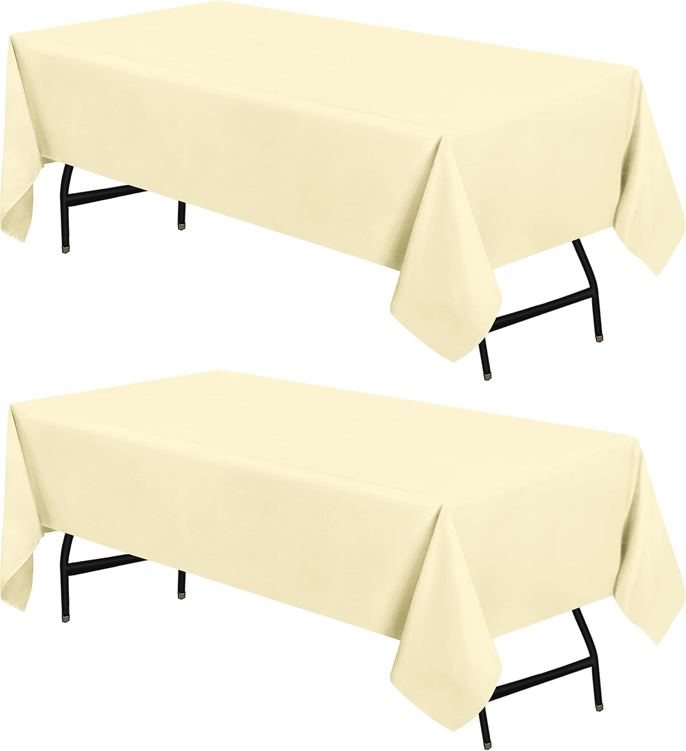 Utopia Kitchen Rectangle Table Cloth 2 Pack [60x102 Inches, Ivory] Tablecloth Machine Washable Fabric Polyester Table Cover for Dining, Buffet Parties, Picnic, Events, Weddings and Restaurants