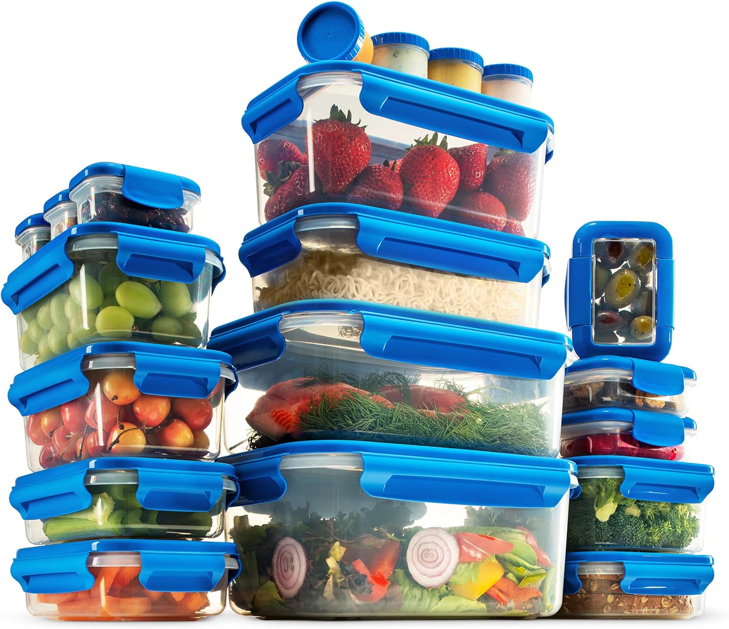 Food Storage Containers With Lids, 40-Piece Airtight Leakproof, BPA-Free Durable Plastic Food Containers for Leftovers - Freezer, Microwave & Dishwasher-Safe (Blue)
