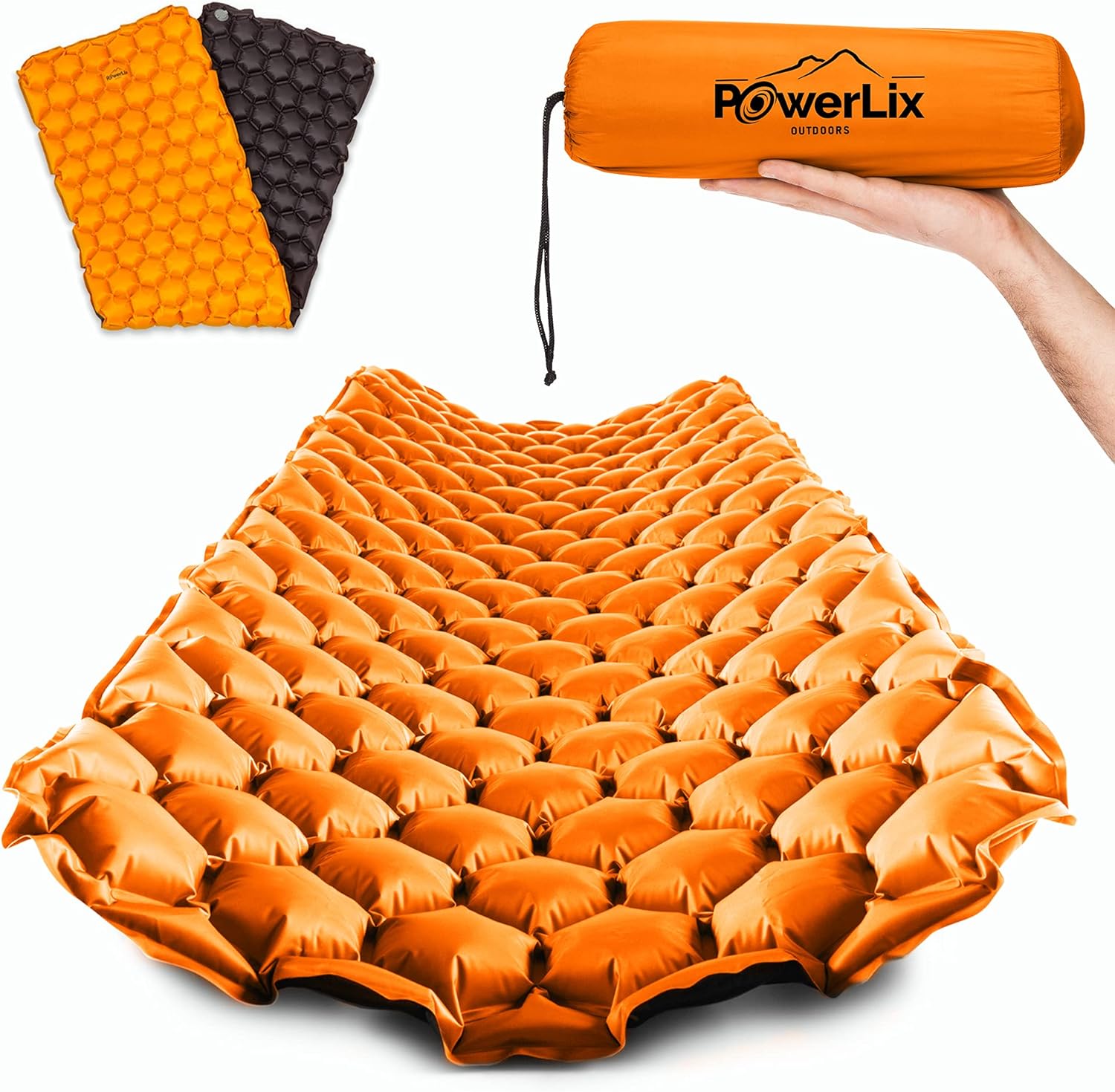 POWERLIX Ultralight Inflatable Sleeping Pad - Camping Mattress for Backpacking, Hiking with Bag, Repair Kit, Compact Sleeping Mat for Camping