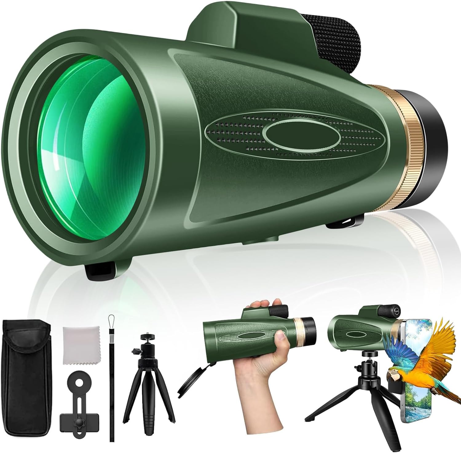 80x100 HD Monocular-Telescope for Adults Larger Vision Monoculars High Powered Smartphone Monocular for Bird Watching Hunting Hiking Camping Wildlife