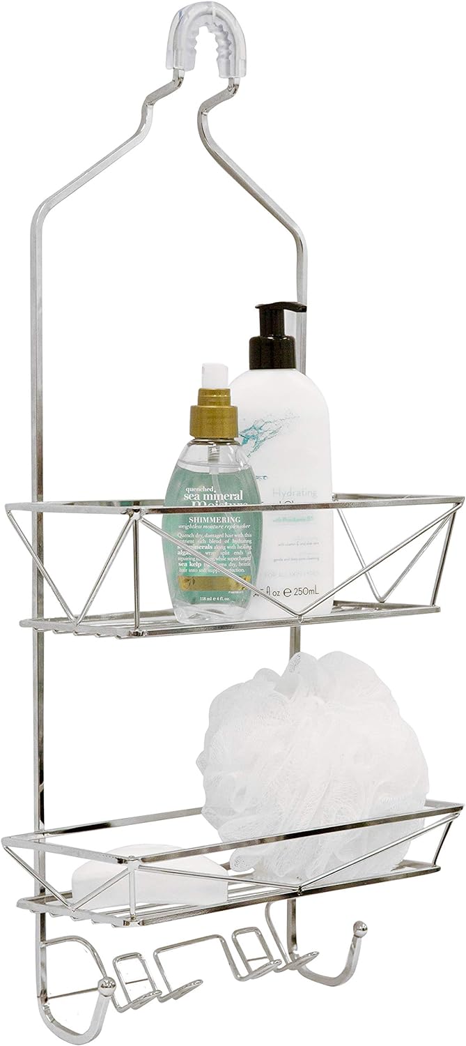 Bath Bliss Geode Bathroom Head, Storage and Organization, in Chrome Shower Caddy, 12 Case