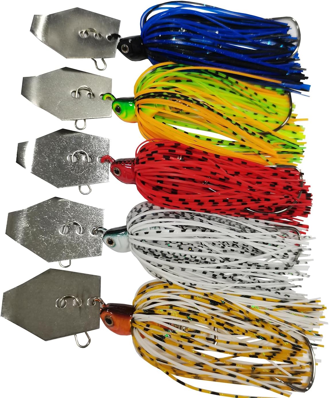 5 pcs Jig Bass Fishing Lure with Weed Guard,Skirted Swimming Bass Jigs, Looseness-Proof Tied Jig Head, Swinging Fishing Jig Lures for Bass