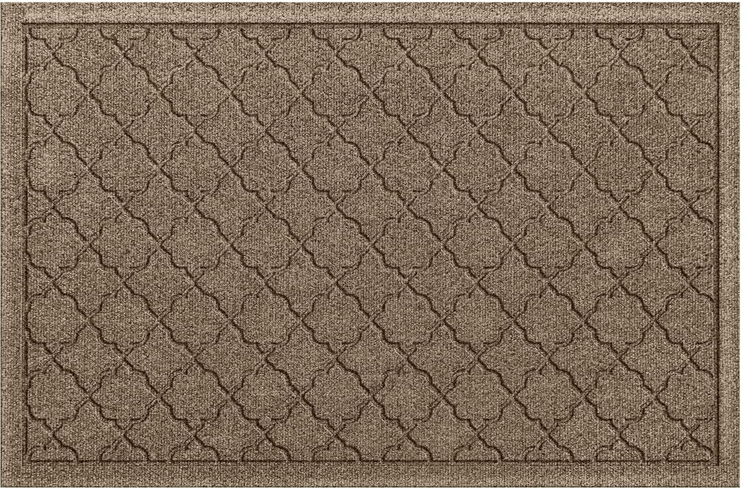 Bungalow Flooring Waterhog Door Mat, 2' x 3' Made in USA, Durable and Decorative Floor Covering, Skid Resistant, Indoor/Outdoor, Water-Trapping, Cordova Collection, Khaki/Camel