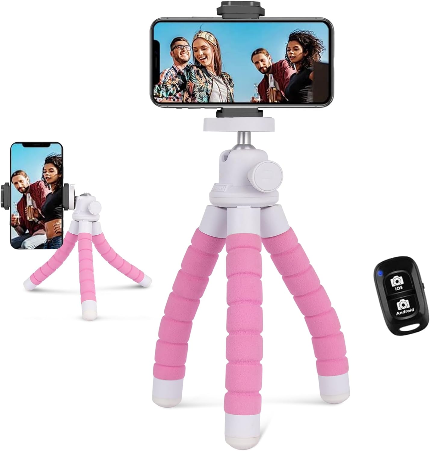 UBeesize Phone Tripod, Portable and Flexible Tripod with Wireless Remote and Clip, Cell Phone Tripod Stand for Video Recording(Pink)