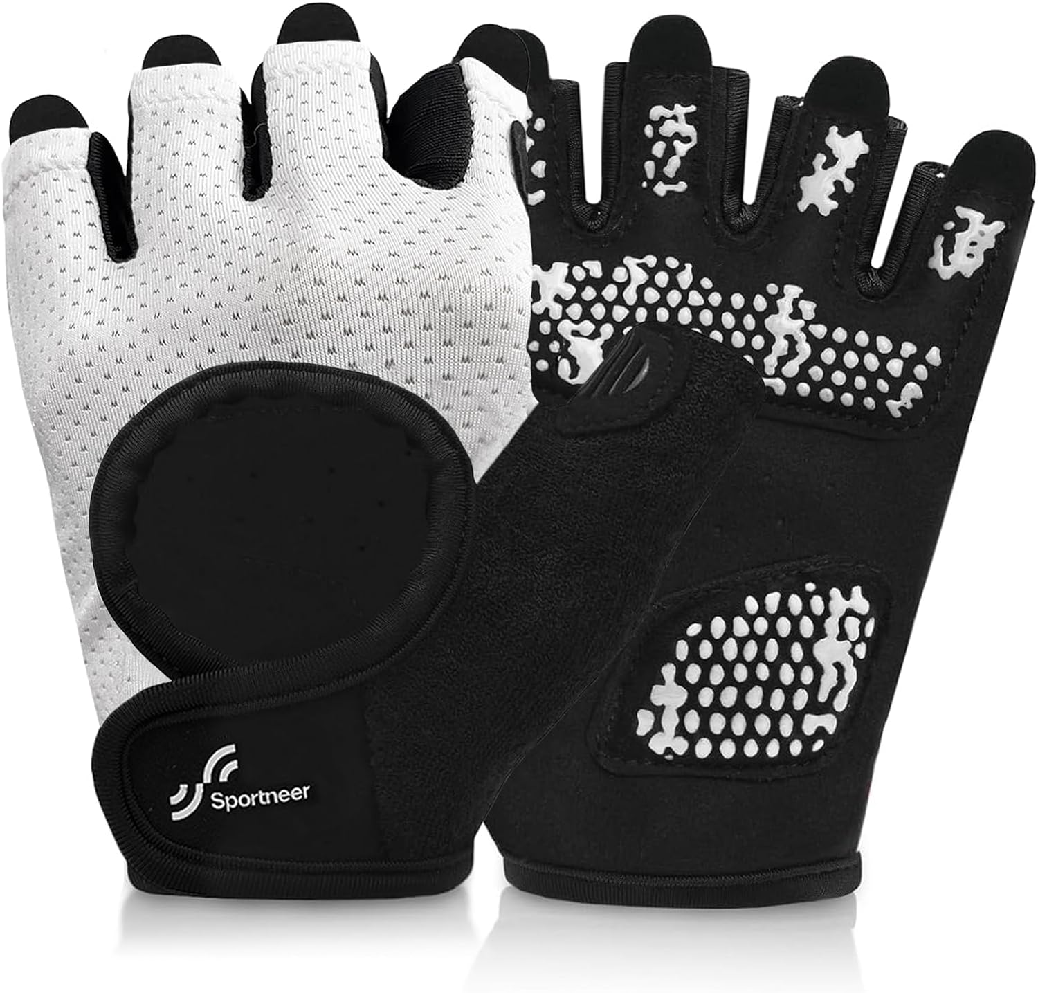 Sportneer Workout Gloves for Men %26 Women, Full Palm Protection Breathable Exercise Gloves w%2fCurved Open Back, Lightweight Fitness Gloves for Pull Up, Dumbbells, Yoga, Gym, Cycling, Rowing