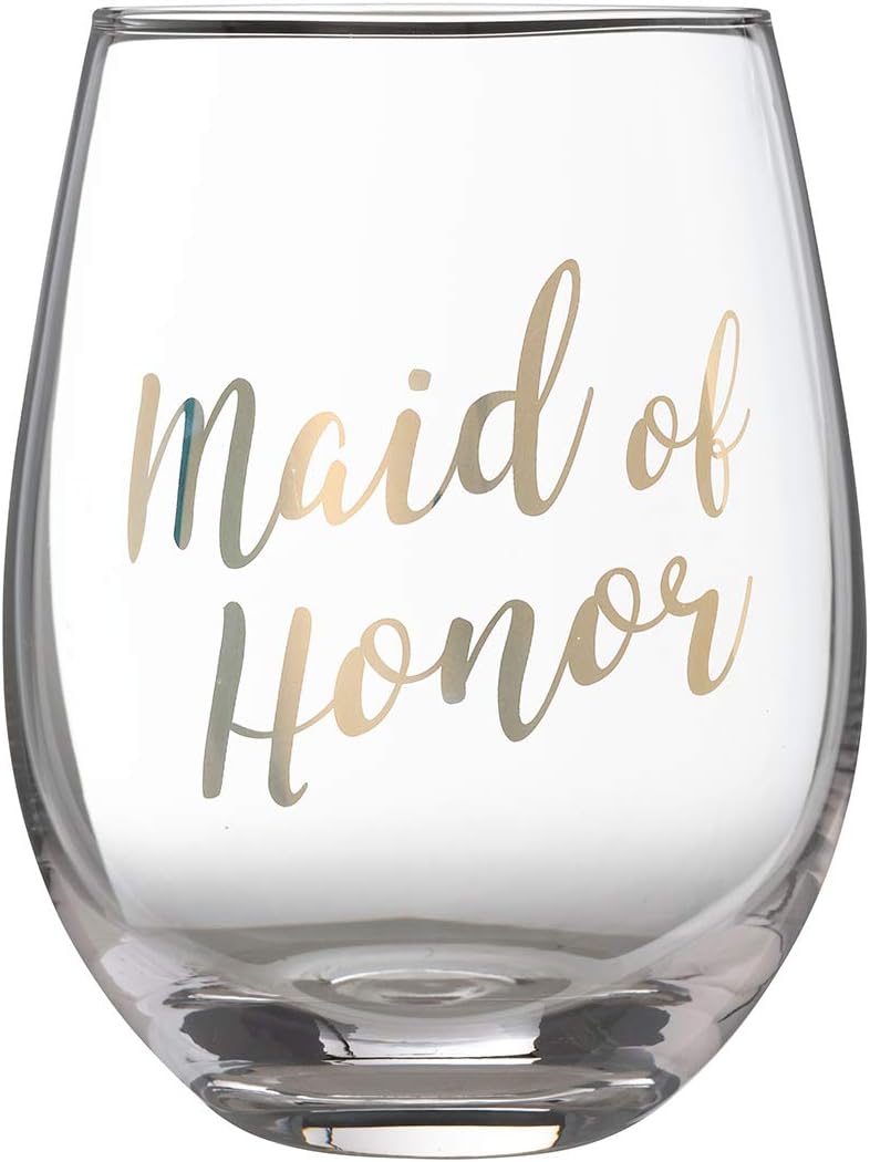 Lillian Rose Gold Maid of Honor Stemless Wine Glass, 1 Count (Pack of 1)