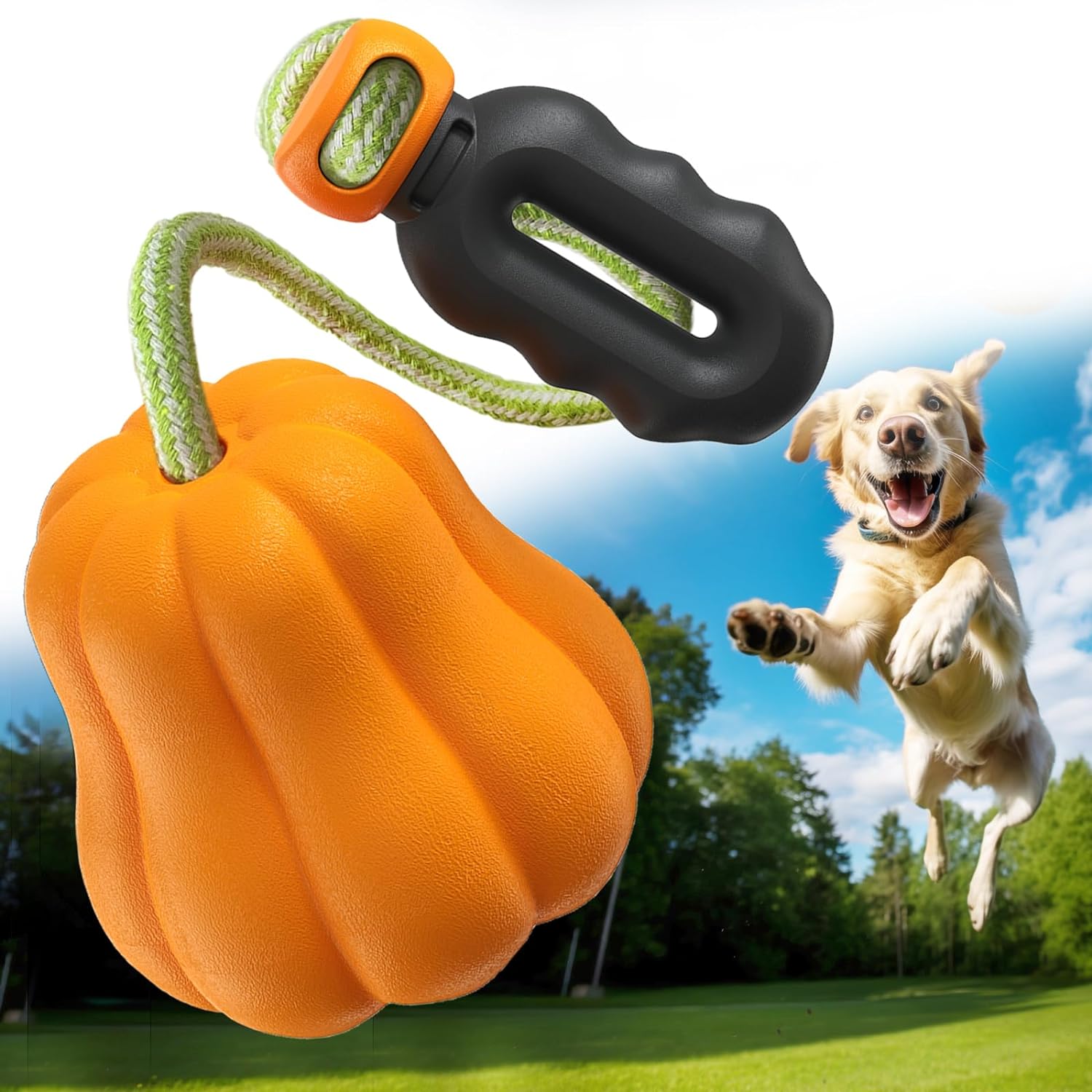 MITAIKO Dog Rope Toys Ball on Rope, Training Ball with Rope Thrower for Fetch, Tug of War Dog Toy Interactive Exercise and Reward Toy for Large Medium Small Breeds, Durable Rubber Dog Chew Toy