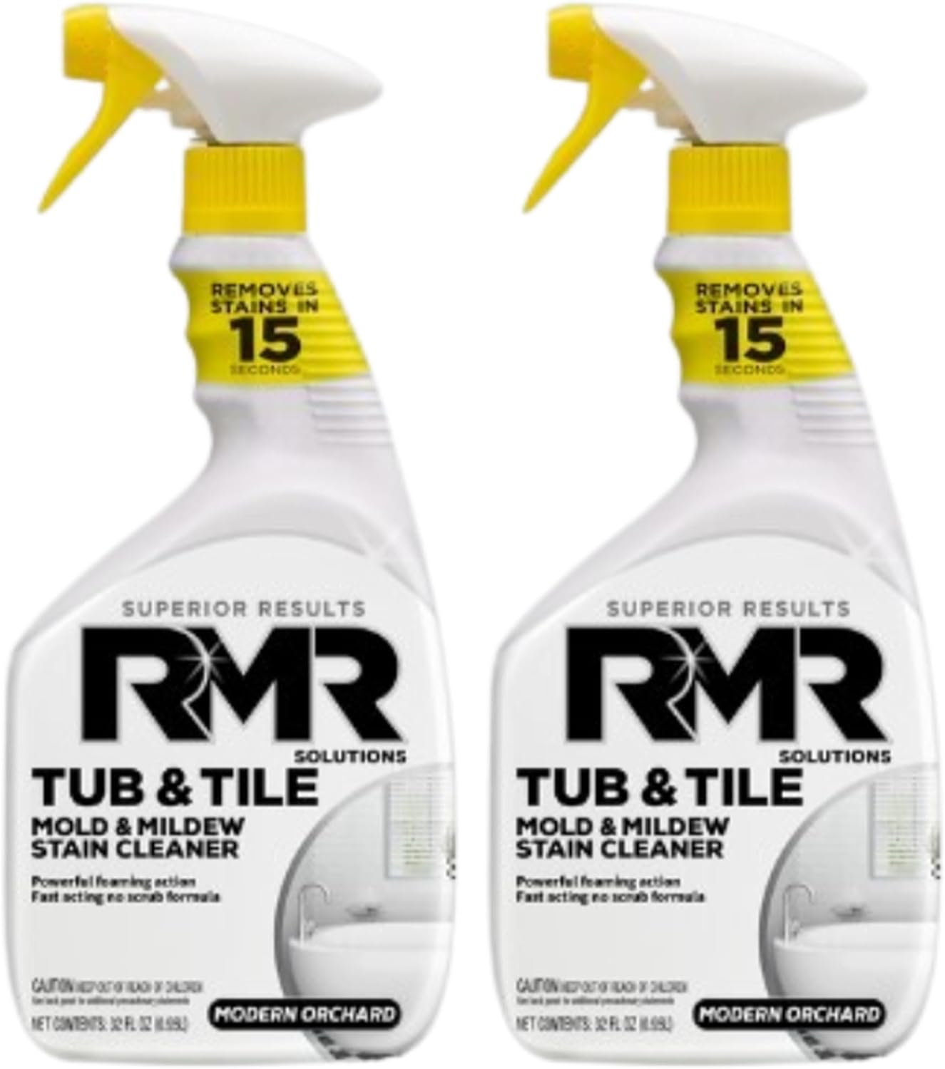 RMR - Tub and Tile Cleaner, Mold Stain & Mildew Stain Remover, Industrial-Strength, No-Scrub Cleaner, 32 Fl Oz, 2 Pack