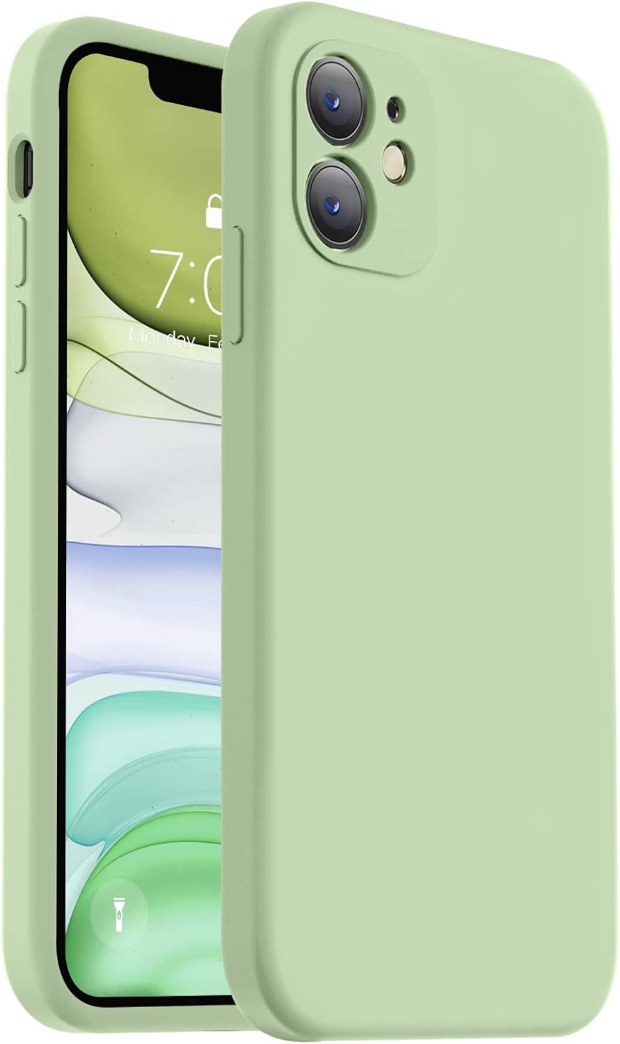 Vooii Compatible with iPhone 11 Case, Upgraded Liquid Silicone with [Square Edges] [Camera Protection] [Soft Anti-Scratch Microfiber Lining] Phone Case for iPhone 11 6.1 inch - Matcha