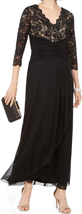 Jessica Howard Womens Sequined Lace Evening Dress