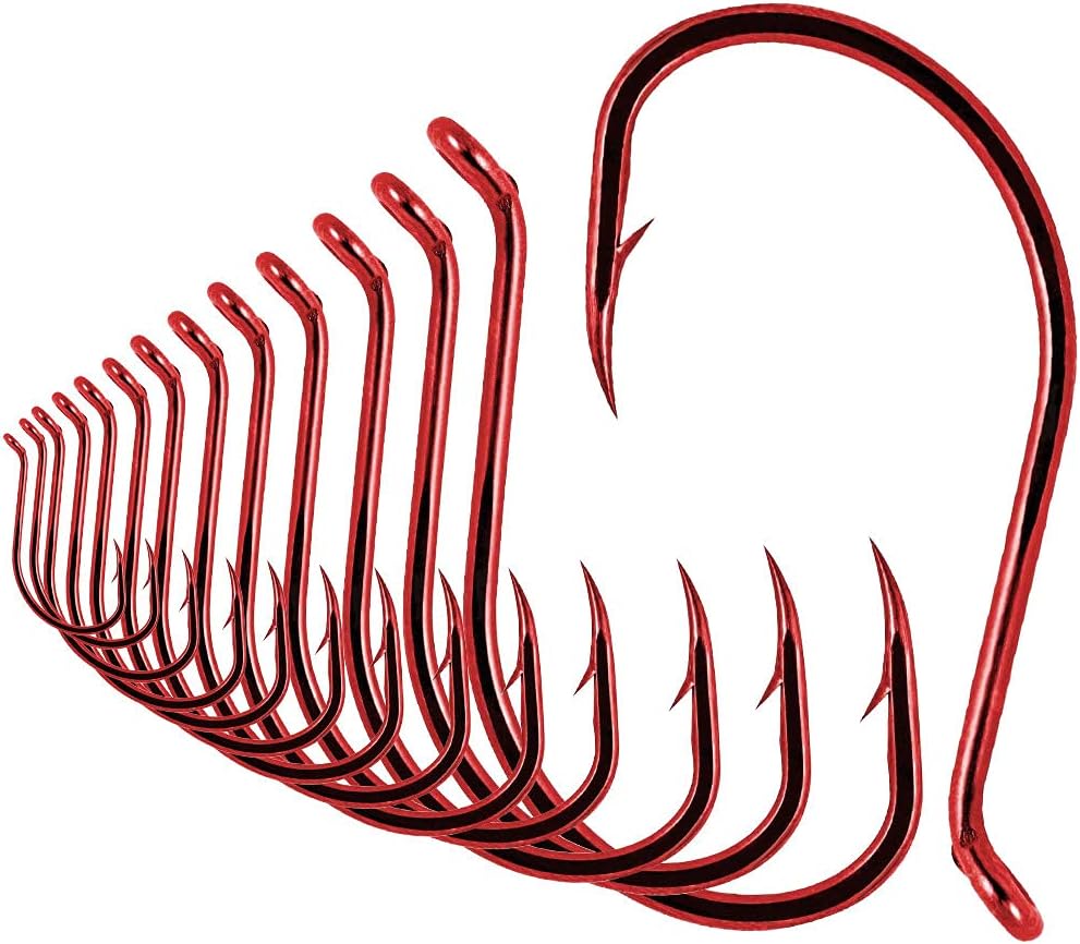 Octopus-Hook-Fishing-Beak-Circle-Hooks-Freshwater-Red-Black-100-50 Pack