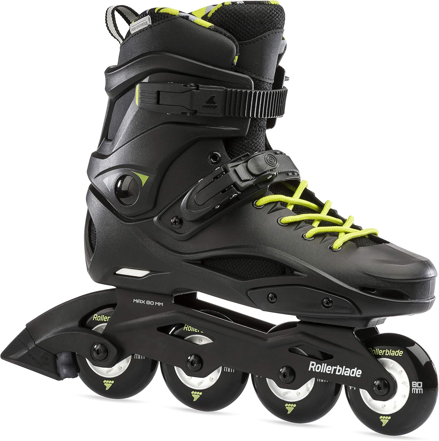 Rollerblade RB Cruiser Unisex Adult Fitness Inline Skate, Black/Neon Yellow, Urban Performance Inline Skates