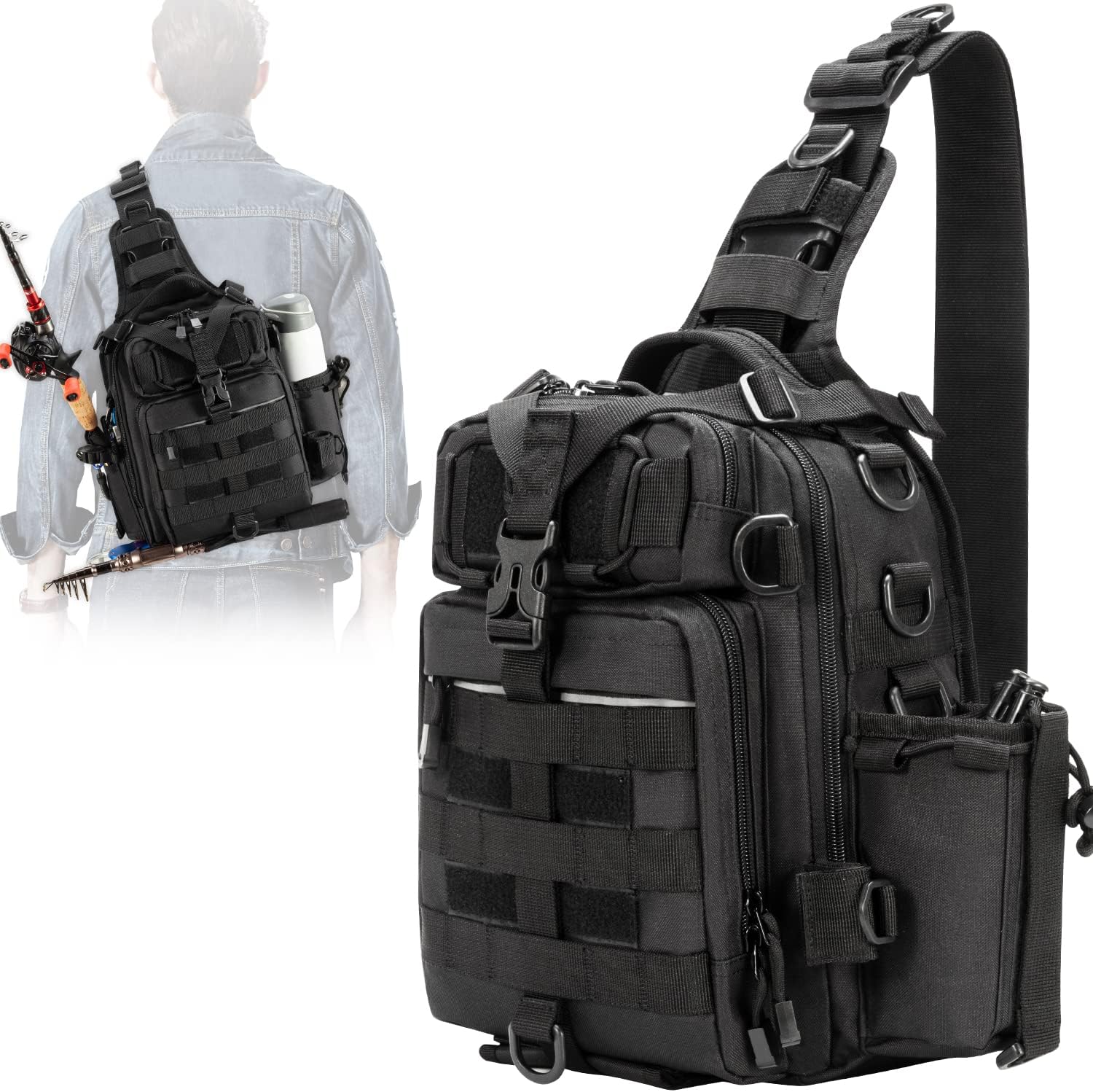 BLISSWILL Fishing Backpack with Rod Holder Fishing Tackle Bag Fishing Gear Bag