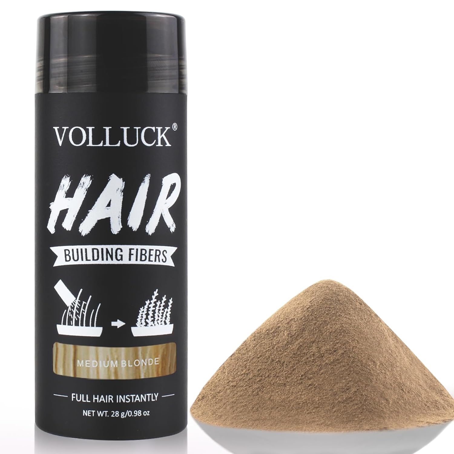 Hair Fibers for Thinning Hair for Women and Men, Hair Color for Gray Hair Coverage Thicker Fuller Hair Loss Instantly Hair Building Fibers Root Touch Up Natural Formula 28g (Medium Blonde)