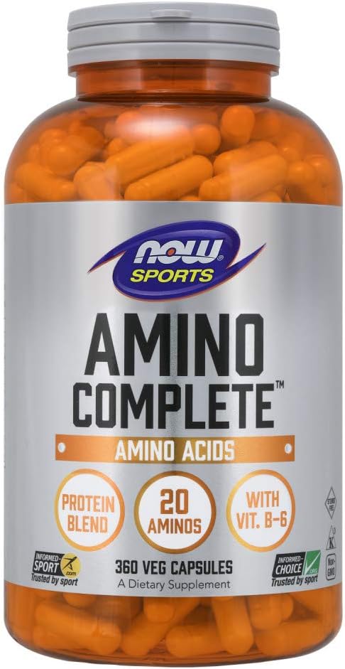 NOW Sports Nutrition, Amino Complete, Protein Blend With 21 Aminos and B-6, 360 Veg Capsules