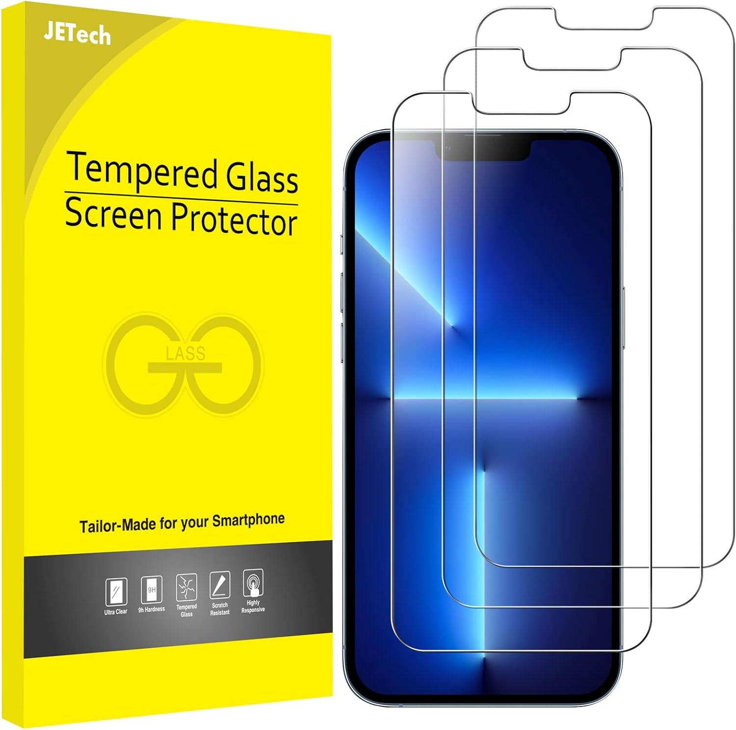 JETech Screen Protector Compatible with iPhone 13 Pro Max 6.7-Inch, Tempered Glass Film, 3-Pack