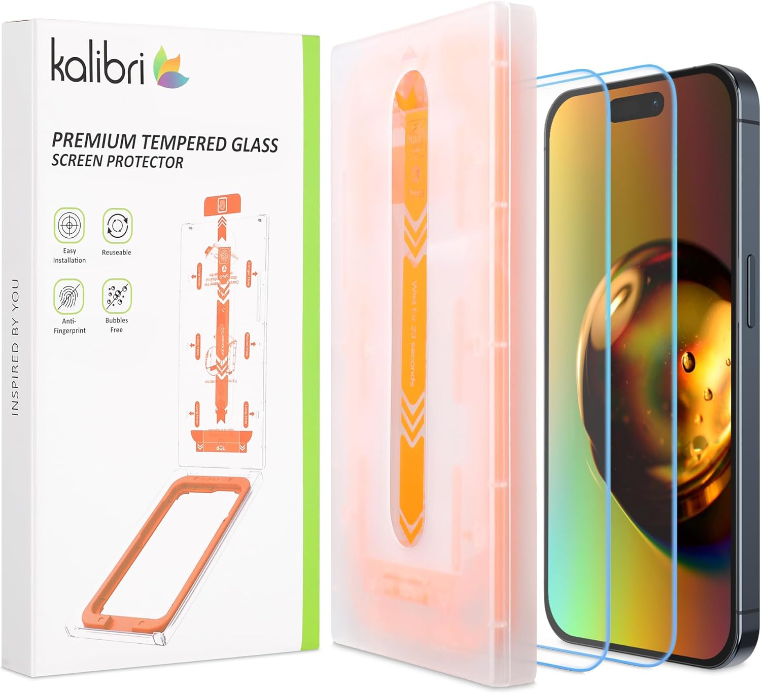 kalibri Tempered Glass Screen Protectors Compatible with iPhone 15 Pro (Set of 2) - Screen Protector - Transparent