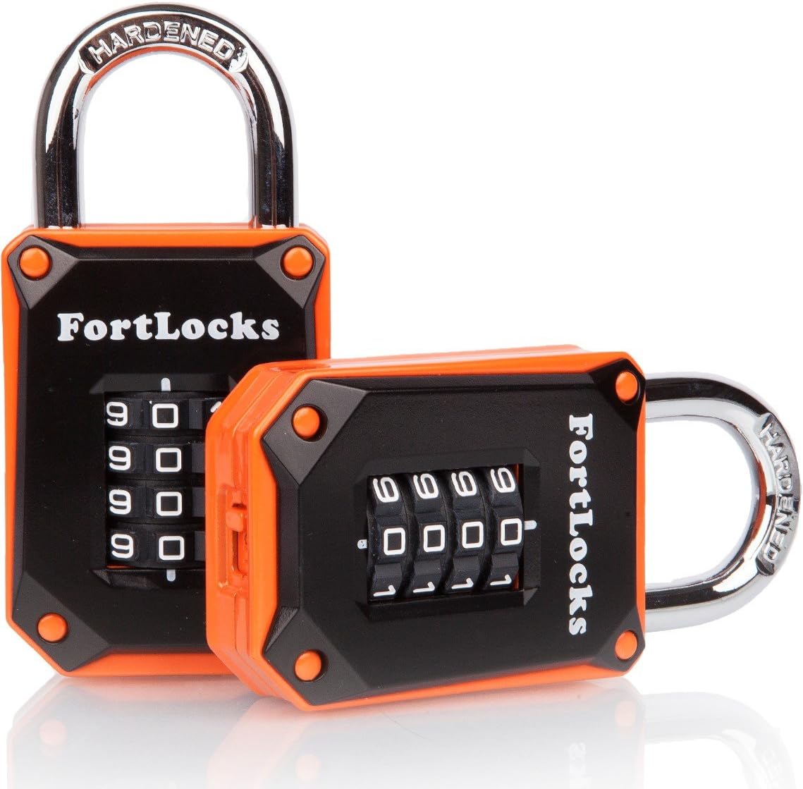 2 Pack Orange 4-Digit Combination Lock - Heavy Duty, Waterproof, Resettable