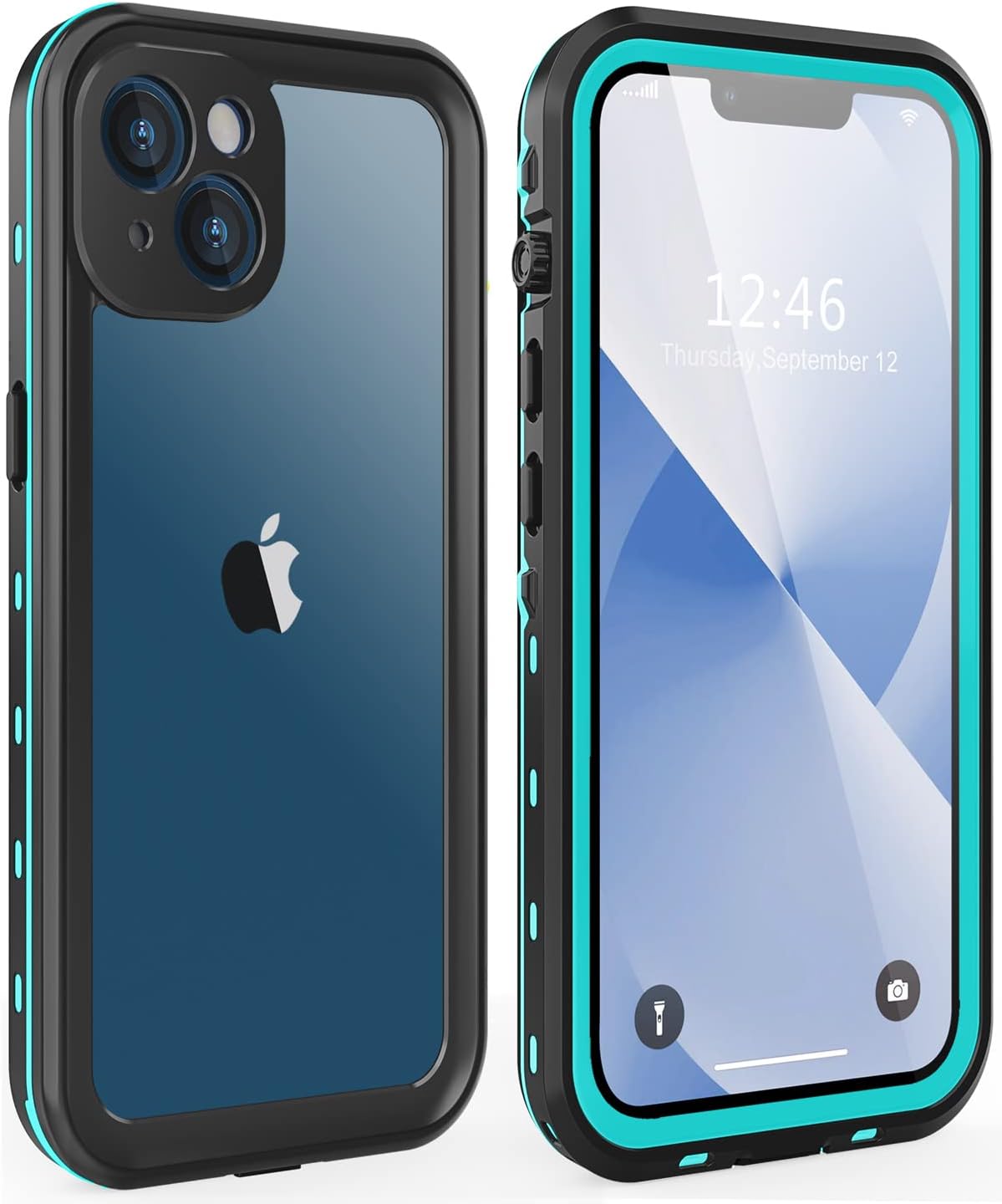 for iPhone 13 Case Waterproof Shockproof Dustproof Full-Body Sturdy with Camera Lens Protector and Built-in Screen Protector,Underwater Full Sealed Cover Protective for iPhone 13 (Teal)