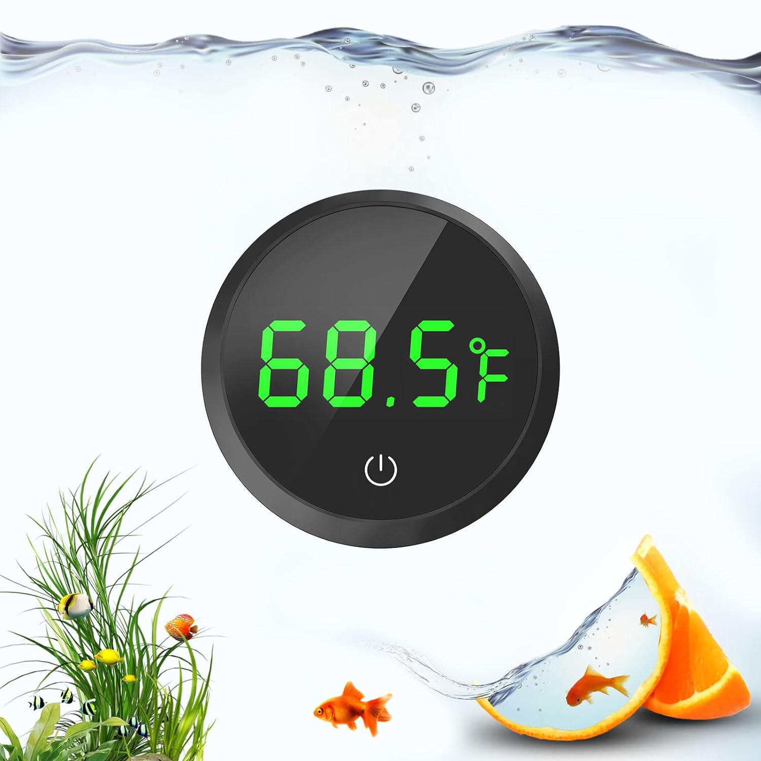 QZQ Fish tank thermometer Aquarium thermometer wireless touch Stick Digital Aquarium Thermometer LED display 1F for monitoring The Fish tank aquarium temperature accessories (Black)