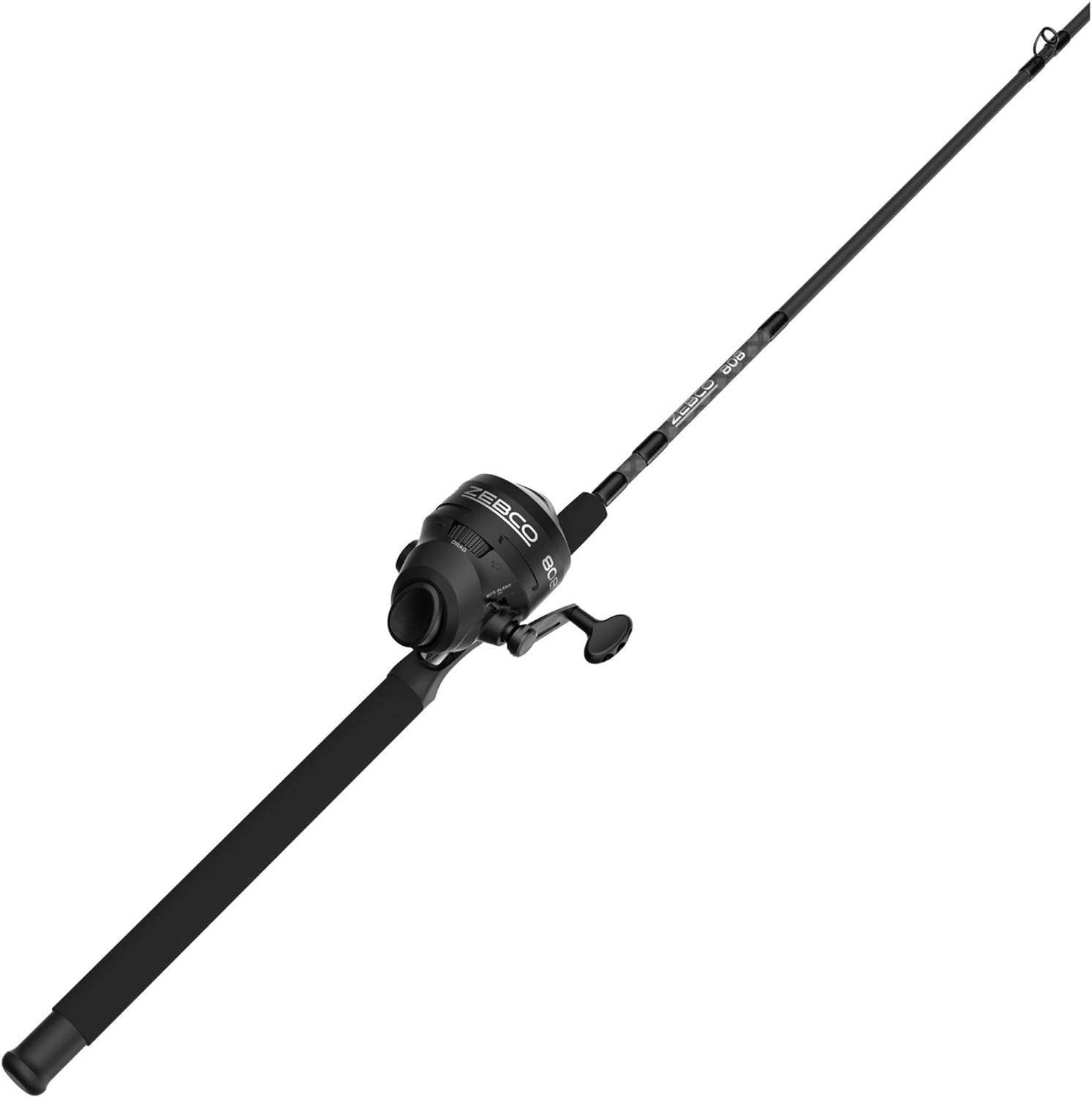 Zebco 808 Spincast Reel and Fishing Rod Combo, 7-Foot Durable Z-Glass Rod with Extended EVA Rod Handle, Quickset Anti-Reverse with Bite Alert, Pre-spooled with 20-Pound Cajun Fishing Line, Black