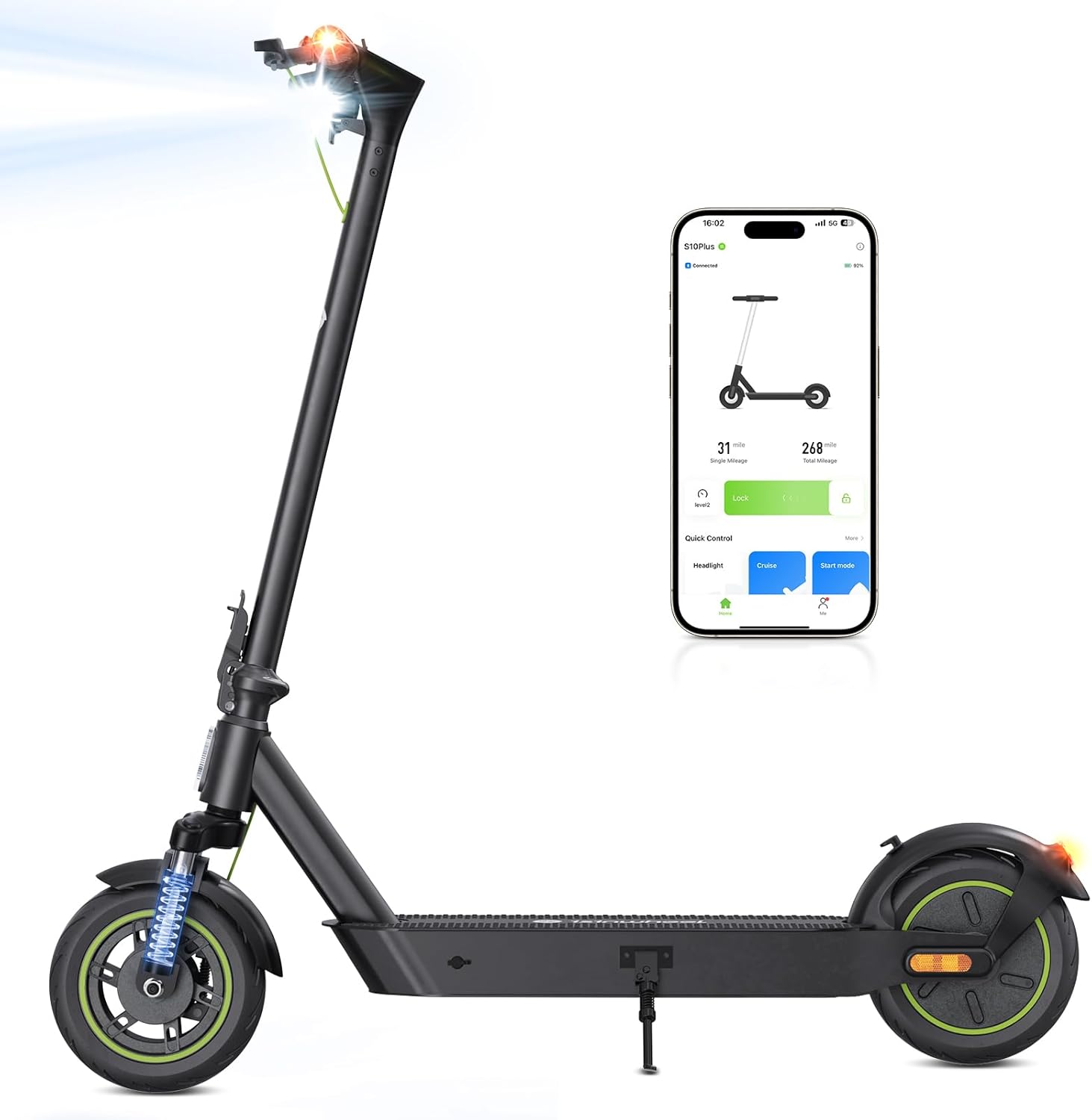 isinwheel Electric Scooter 19-31 Miles Range,19/21MPH Top Speed, 350/500/750W Motor Cruise Control Electric Scooter Adults for Commute Dual Braking System Scooter for Adult/Youth