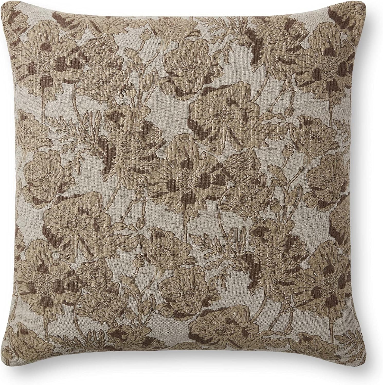 Chris Loves Julia x Loloi Matilda Collection PCJ0008 Beige / Mocha 18'' x 18'' Pillow