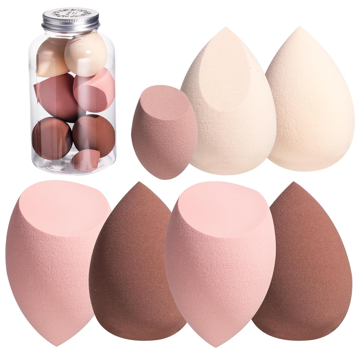 BS-MALL Makeup Sponge Set for Foundation Concealer Brown Color Pack of 7