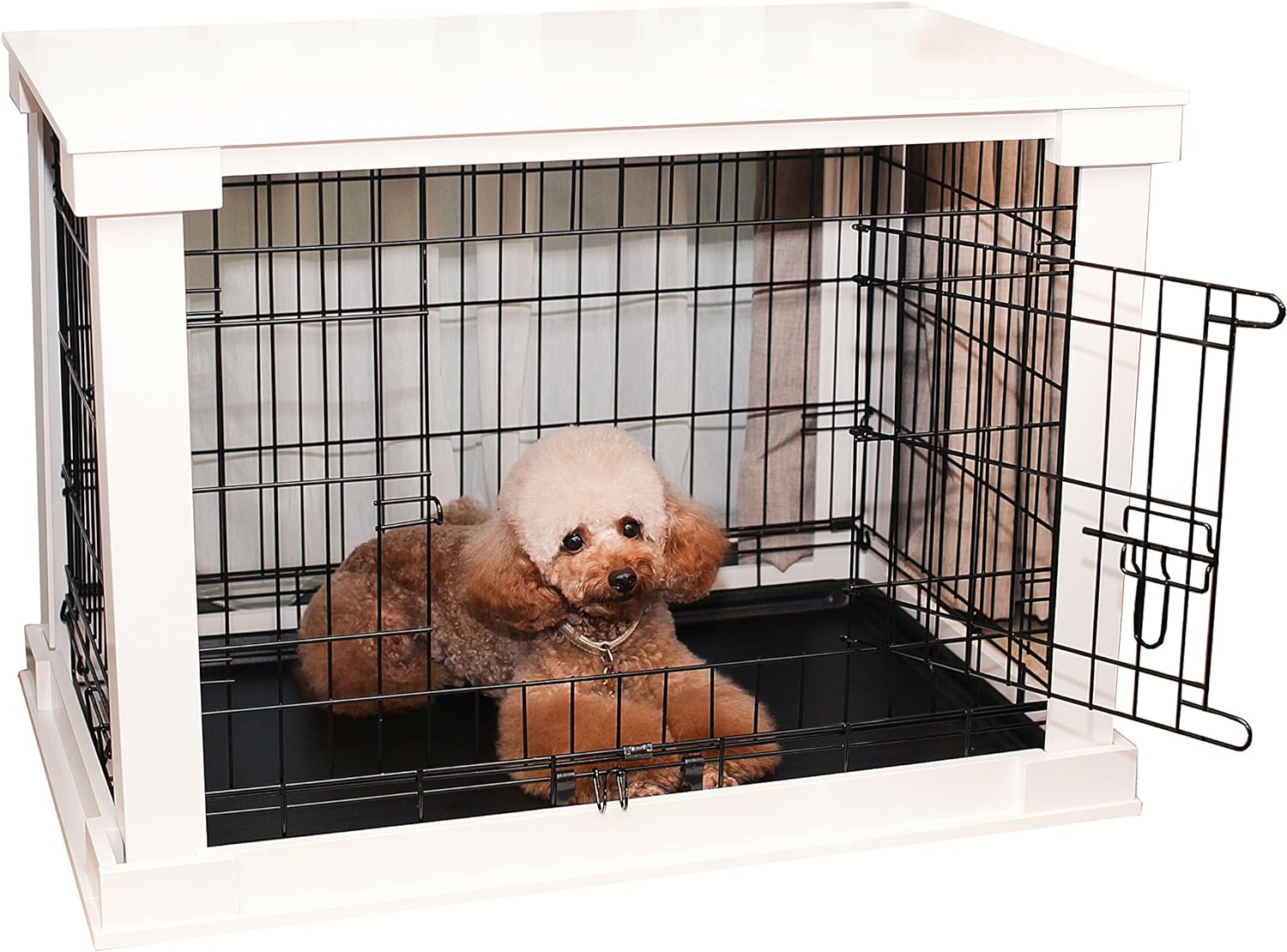 zoovilla White Dog Cage with Crate Cover, Dog Kennel White Large