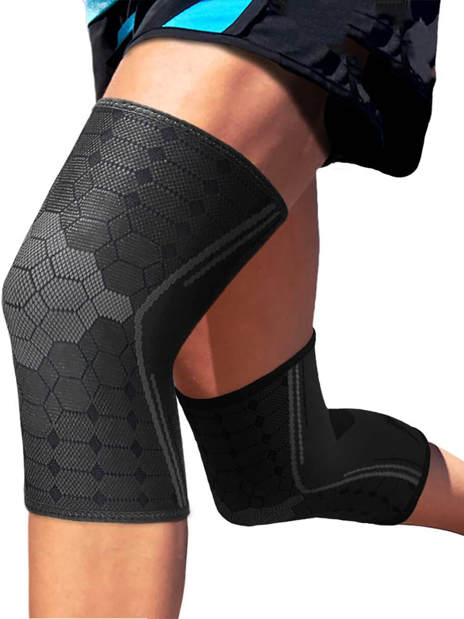 Sparthos Knee Compression Sleeves by (Pair)  Joint Protection and Support for Running, Sports, Knee Pain Relief  Knee Brace for Men and Women  Innovative Breathable Elastic Blend  Anti Slip