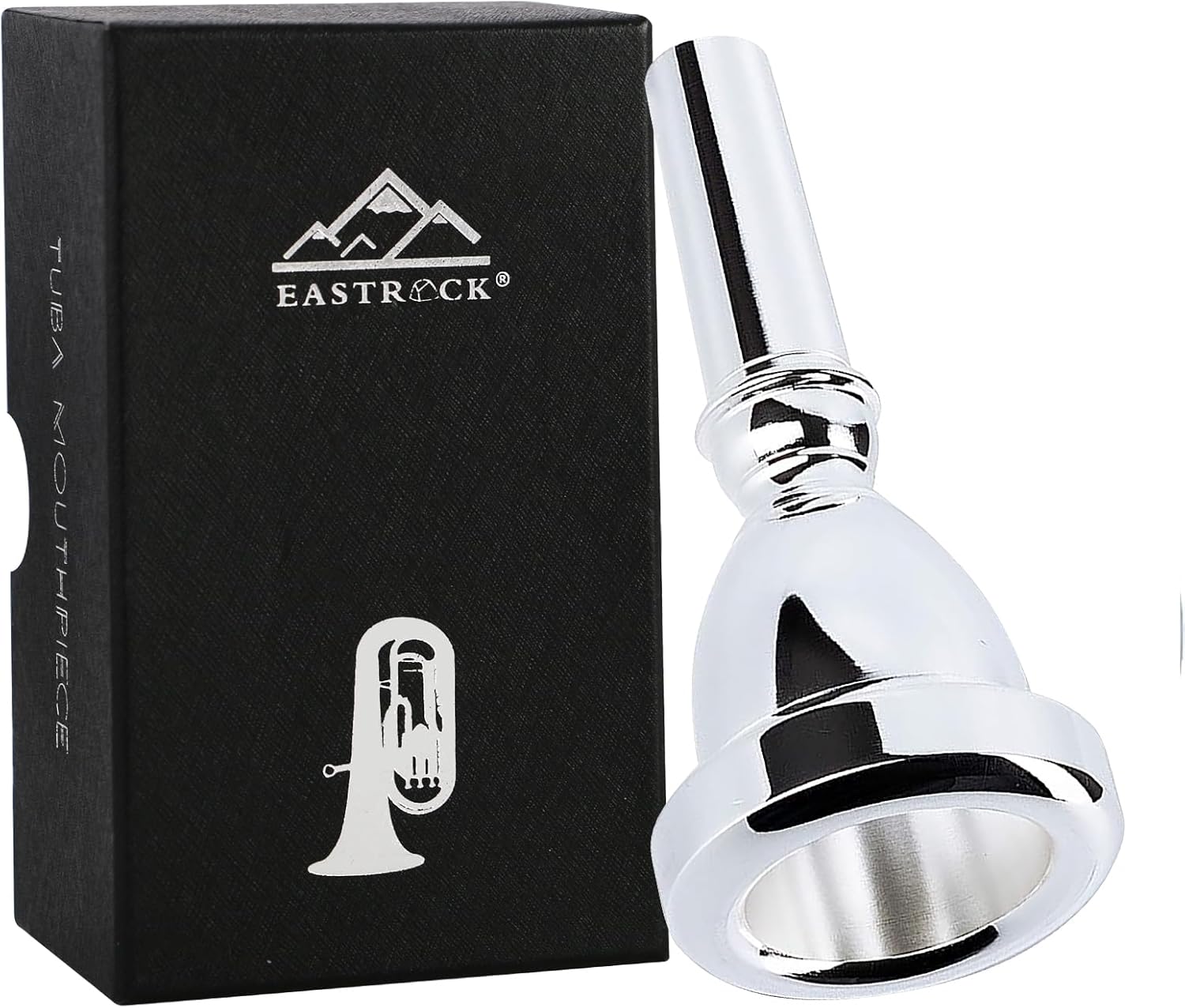 EastRock Standard Tuba Mouthpiece, Silver Plated Tuba Mouthpiece Size 22, Tuba Player Replacement Tuba Parts Vacuum Packed