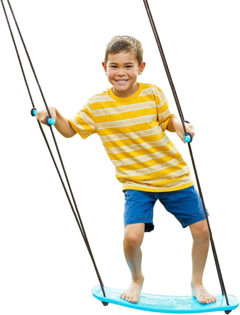 Swurfer Kick Stand Up Outdoor Surfing Tree Swing for Kids Up to 150 Lbs - Hang from Up to 10 Feet High - Includes 24 SwingBoard, Rope & Handles