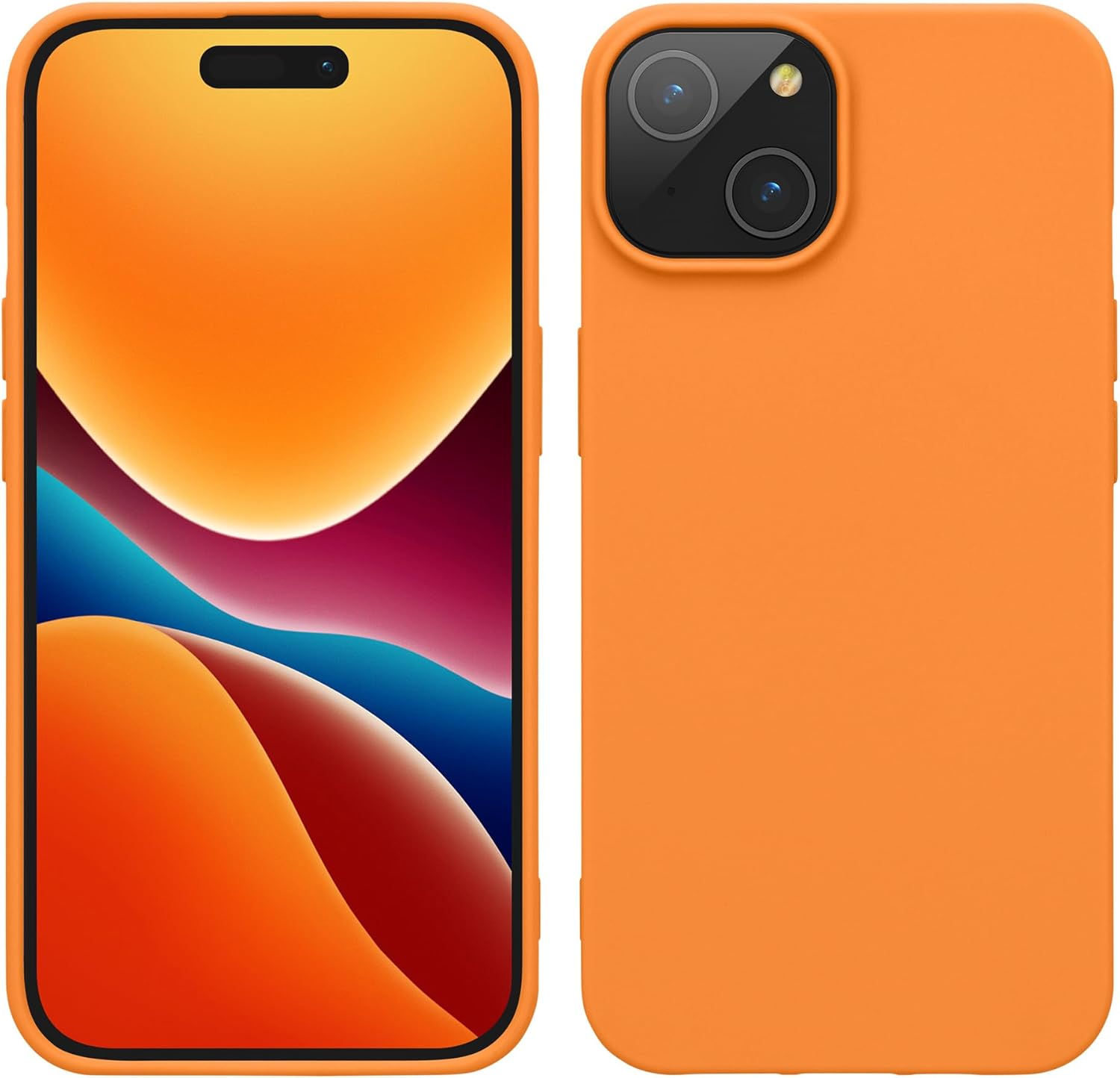 kwmobile Case Compatible with iPhone 15 Case - Soft Slim TPU Silicone Phone Cover - Fruity Orange