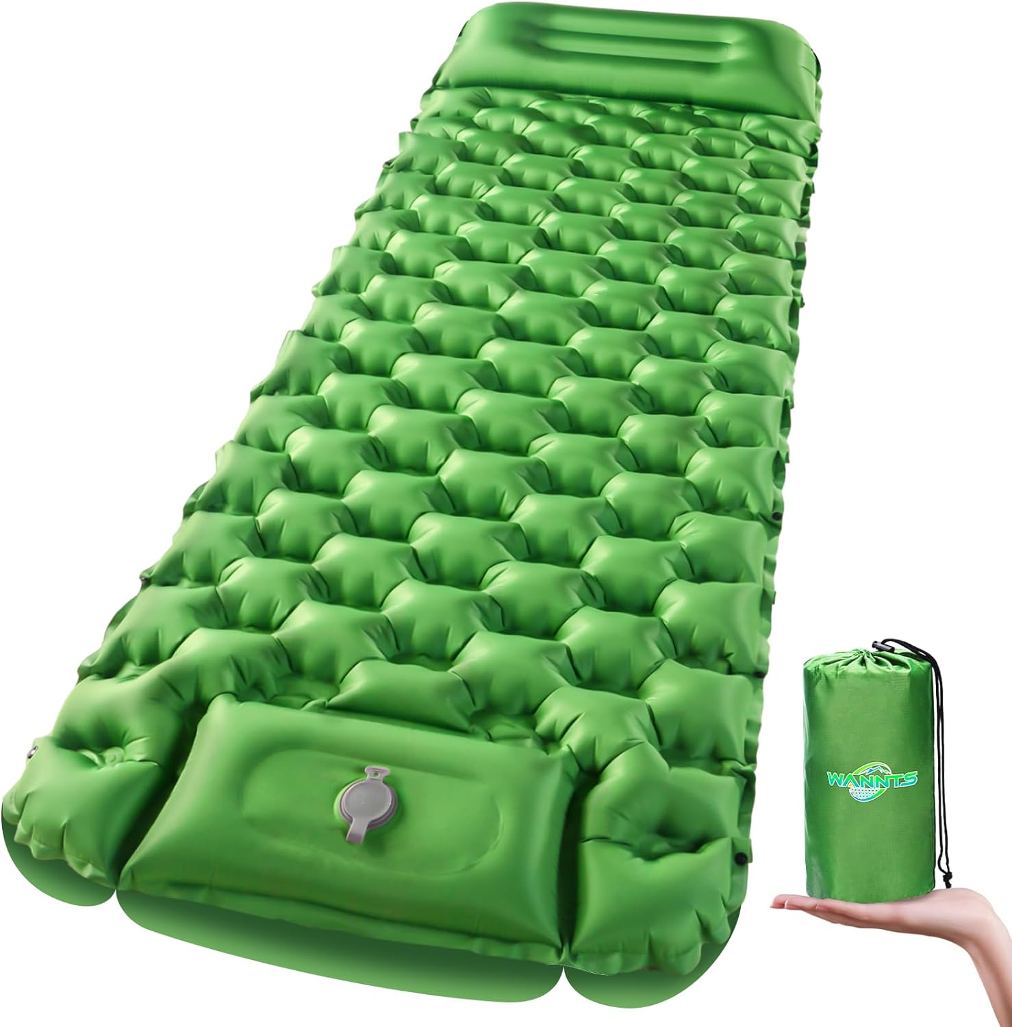 Sleeping Pad, Ultralight Inflatable Sleeping Pad for Camping, Built-in Pump, Ultimate for Camping, Hiking - Airpad, Carry Bag, Repair Kit - Compact & Lightweight Camping Pad(Green)