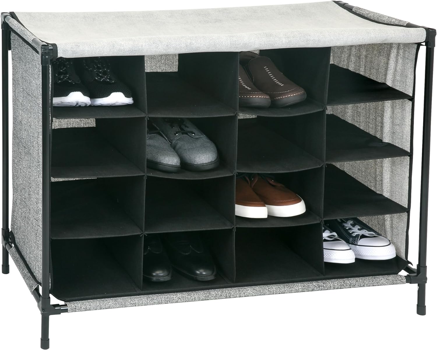 Simplify Shoe Cubby, 16 Compartment, Black (23200-BLACK)