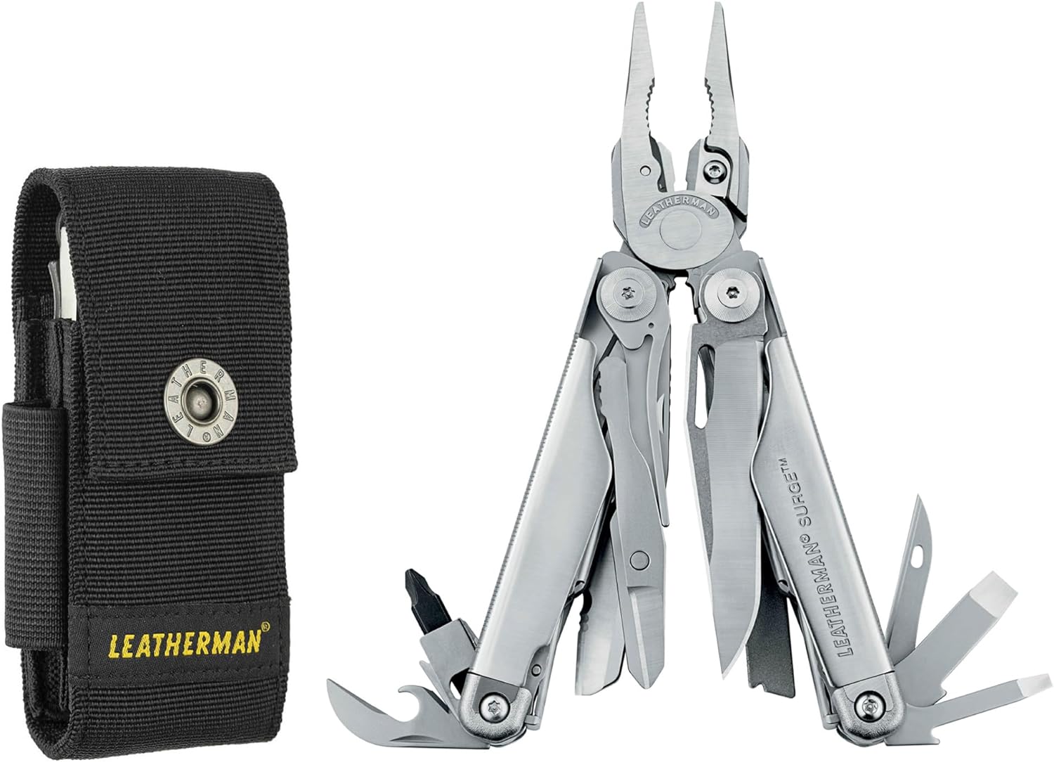 LEATHERMAN, Surge, 21-in-1 Heavy-Duty Multi-tool for Work, Home, Garden, DIY & Auto, Stainless Steel with Premium Nylon Sheath